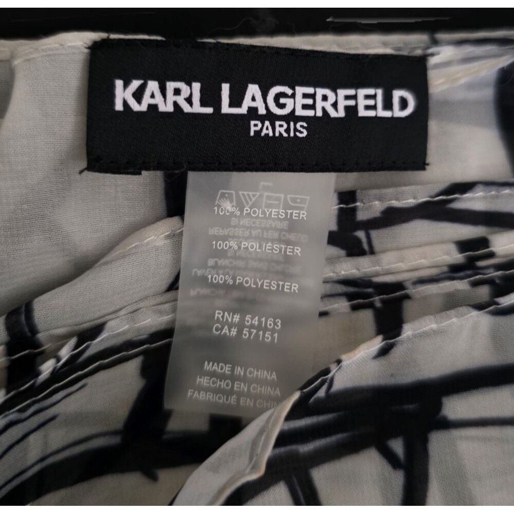 NWOT Karl Lagerfeld Paris Oversized Scarf Black White Graphic Scribble Print - Picture 3 of 3
